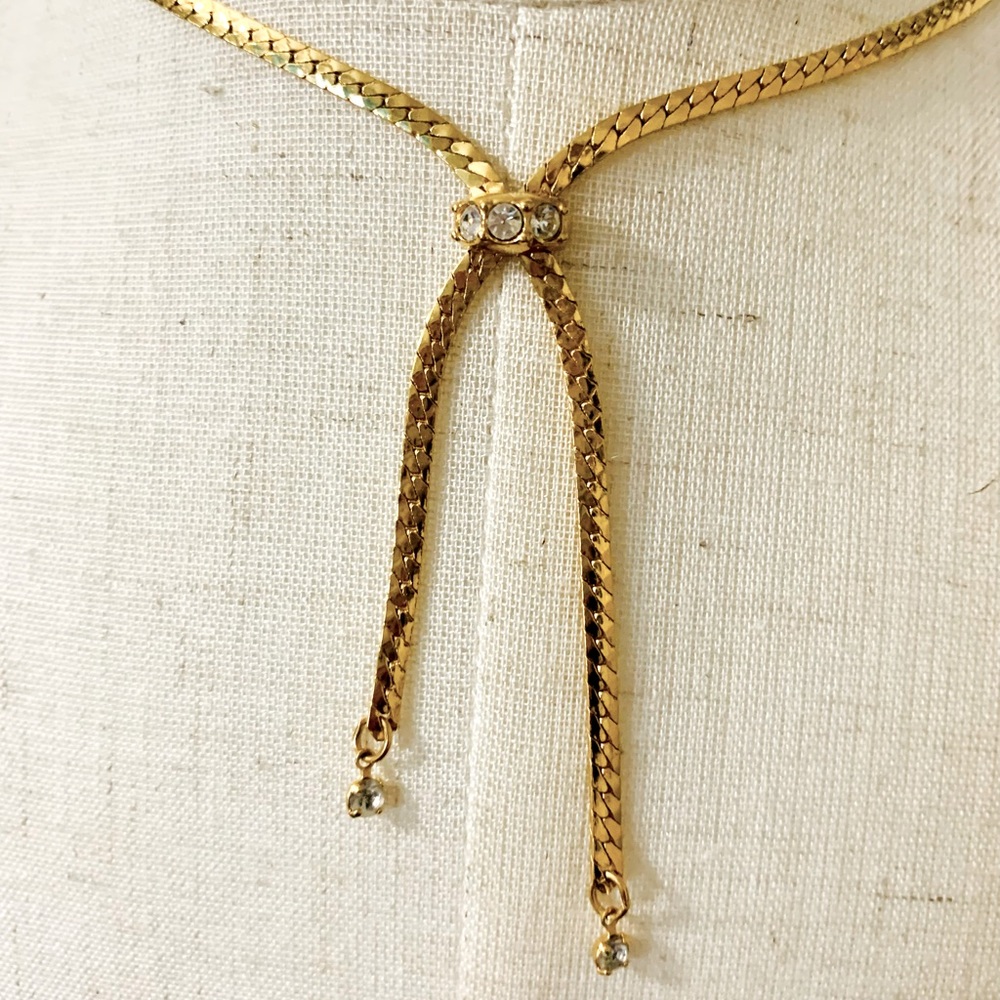 Vintage Serpentine and rhinestone Necklace